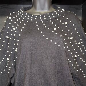 bebe Black Sweater with Pearl Accents